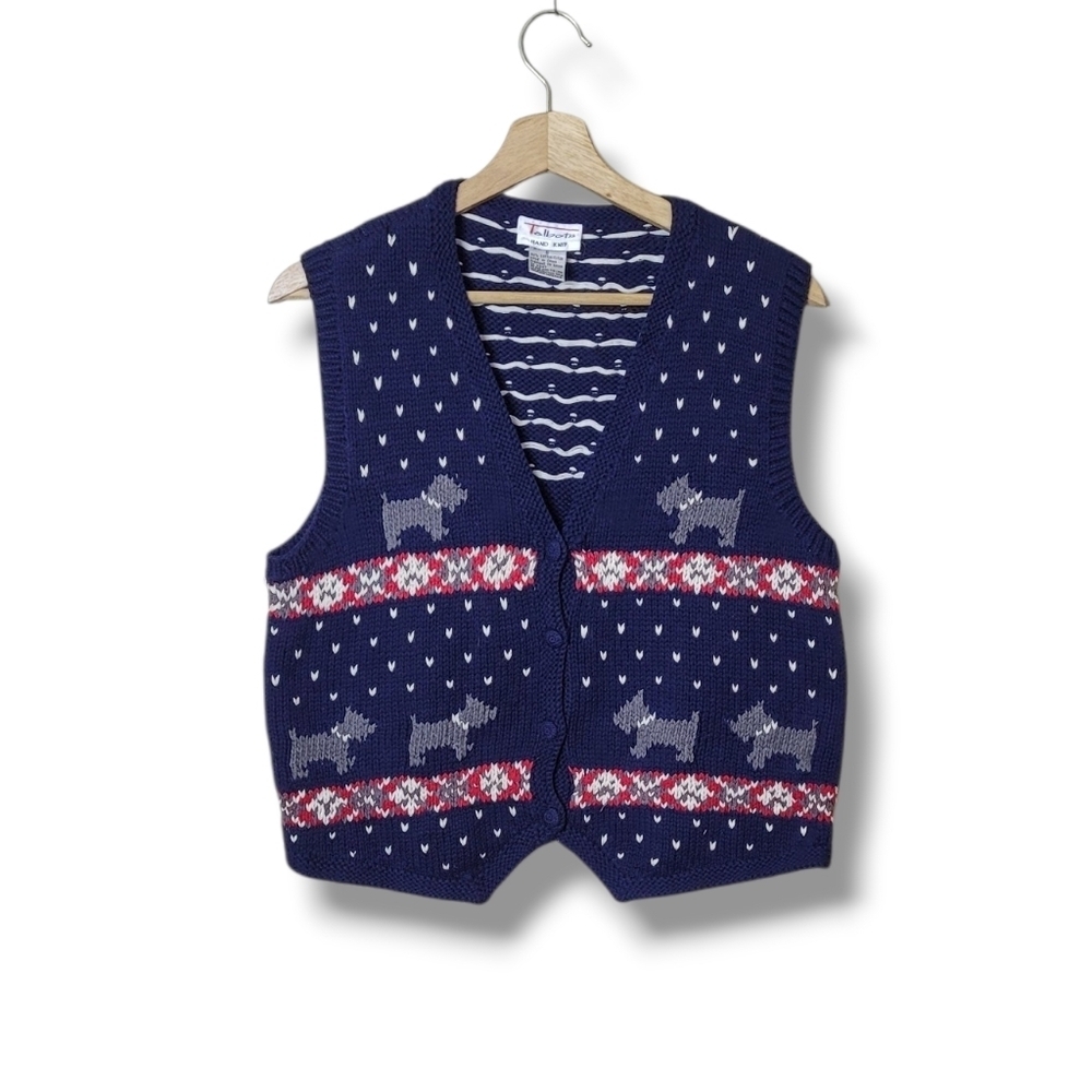 Talbots Vintage Scottie Dog Sweater Vest